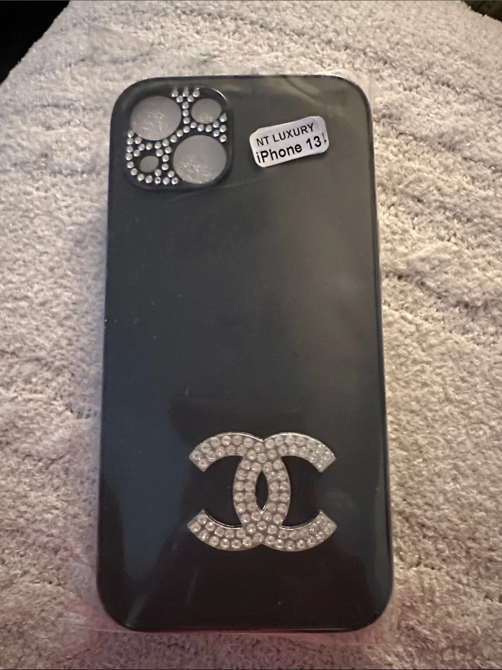 Designer inspired iPhone 13 Crystal-Accent Black Phone Case